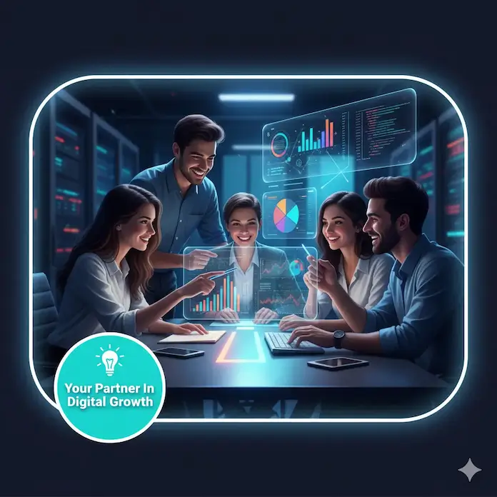 Digital Pesha's digital marketing team 
                             collaborating